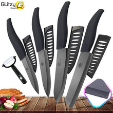 Charger l'image dans la galerie, Ceramic Knife 3, 4, 5, 6 inch Kitchen Knives Serrated Bread Set + Peeler Zirconia Black Blade Fruit Chef Knife Vege Cook Tool - OnPointe Cutlery & Shaving Company