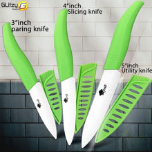 Charger l'image dans la galerie, Ceramic Knife 3, 4, 5, 6 inch Kitchen Knives Serrated Bread Set + Peeler Zirconia Black Blade Fruit Chef Knife Vege Cook Tool - OnPointe Cutlery & Shaving Company
