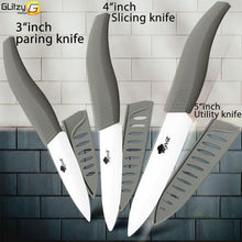 Charger l'image dans la galerie, Ceramic Knife 3, 4, 5, 6 inch Kitchen Knives Serrated Bread Set + Peeler Zirconia Black Blade Fruit Chef Knife Vege Cook Tool - OnPointe Cutlery & Shaving Company