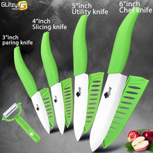 Charger l'image dans la galerie, Ceramic Knife 3, 4, 5, 6 inch Kitchen Knives Serrated Bread Set + Peeler Zirconia Black Blade Fruit Chef Knife Vege Cook Tool - OnPointe Cutlery & Shaving Company