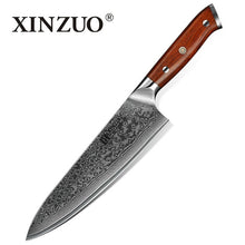 Load image into Gallery viewer, XINZUO 3PCS Pro Kitchen Knife Sets Japanese forged Damascus Steel Chef Santoku Knives Stainless Steel Rosewood Handle knife Chef - OnPointe Cutlery & Shaving Company