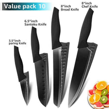 Загрузить изображение в средство просмотра галереи, Chef knife Kitchen Knives set Chef 7CR17 440C Stainless Steel Non Stick Blade Bread Slicer Utility Santoku Knives 6 Pieces Set - OnPointe Cutlery & Shaving Company