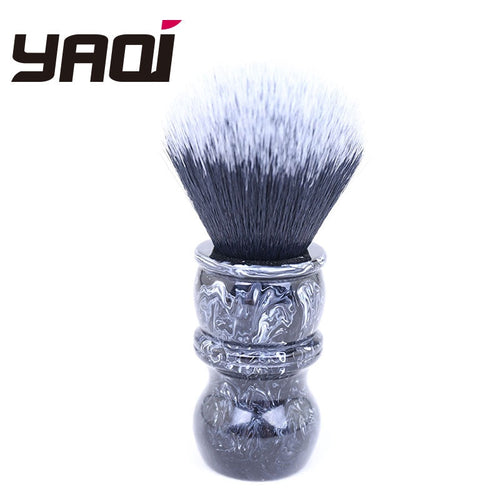 Yaqi 24MM Tuxedo Black and White Tip Synthetic Hair Marble Color Resin Handle Barber Shaving Brush - OnPointe Cutlery & Shaving Company 