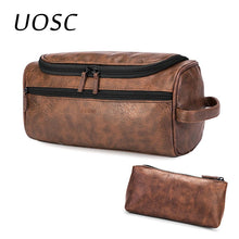Load image into Gallery viewer, UOSC Leather Toiletry Bag Travel Toiletry Organizer Portable Hanging Makeup Cool Bag Dopp Kit Shaving Cosmetic Bag For Men Women - OnPointe Cutlery &amp; Shaving Company 
