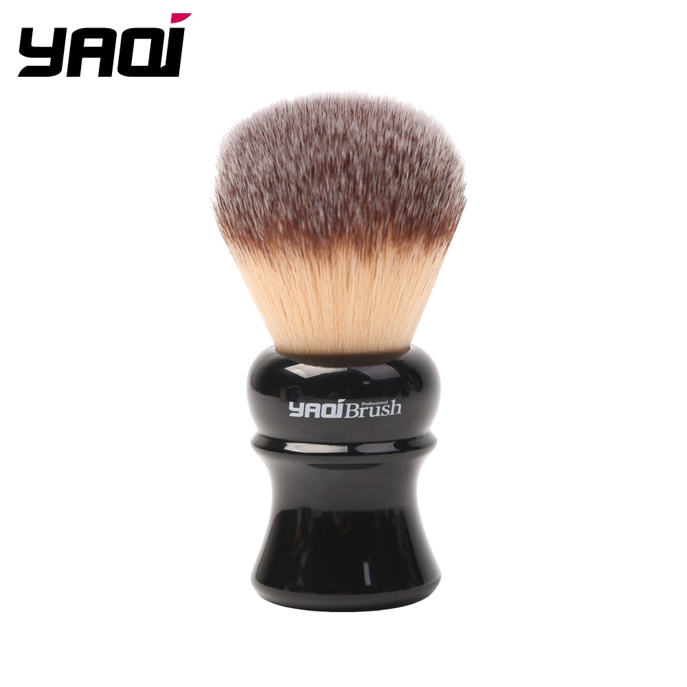 Yaqi 24mm Black Handle Yellow Synthetic Hair Knot Wet Shaving Brush - OnPointe Cutlery & Shaving Company 