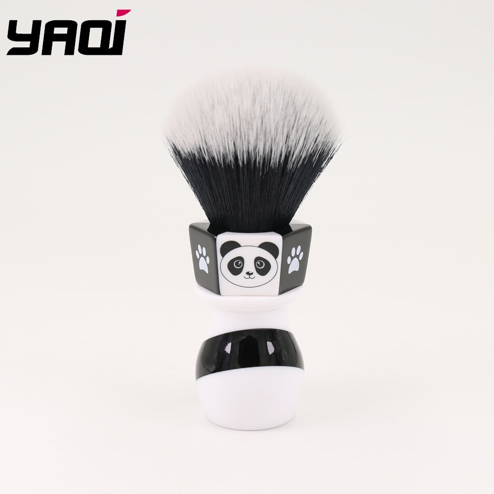 Yaqi 24mm The Panda Tuxedo Knot Shaving Brush By Henry Hakamaki - OnPointe Cutlery & Shaving Company 