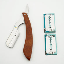 Load image into Gallery viewer, senior sandalwood handle blade shaving razors professional barber shaver eyebrow razor men&#39;s replaceable blade razor hair knife - OnPointe Cutlery &amp; Shaving Company 
