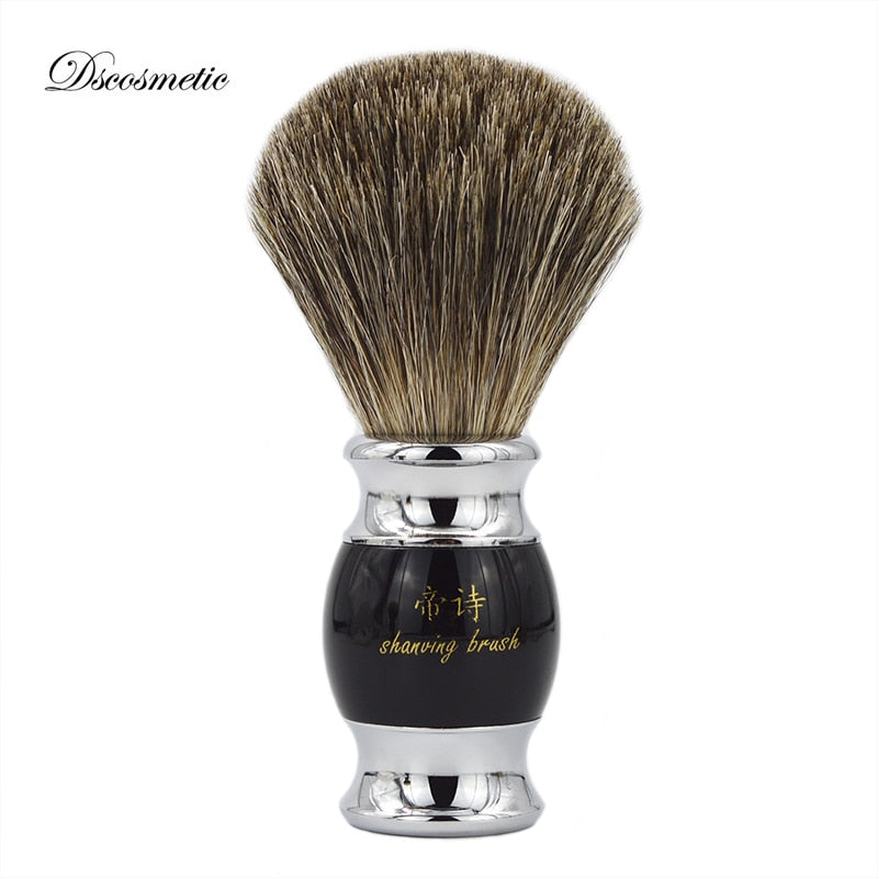 shave brush pure Badger Hair with Resin Handle and metal china brush supplies vintage hand-crafted shaving brush - OnPointe Cutlery & Shaving Company 