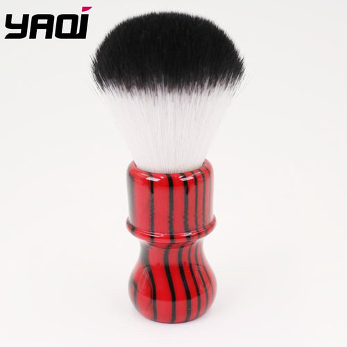 Yaqi Evil Zebra 26mm Knot Black and Red Handle Synthetic Hair Shaving Brush - OnPointe Cutlery & Shaving Company 