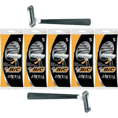 Bic Metal Disposable Razors For Tough Beards 5 Pack/25 Pcs - OnPointe Cutlery & Shaving Company 