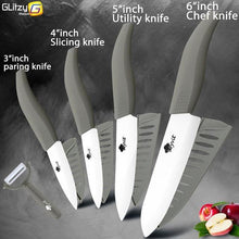 Load image into Gallery viewer, Ceramic Knife 3, 4, 5, 6 inch Kitchen Knives Serrated Bread Set + Peeler Zirconia Black Blade Fruit Chef Knife Vege Cook Tool - OnPointe Cutlery &amp; Shaving Company 
