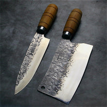 Load image into Gallery viewer, PEGASI  JapaneseHigh carbon steel forging knife hand-made by chef tang, sliced with kitchen knife, butcher knife - OnPointe Cutlery &amp; Shaving Company 
