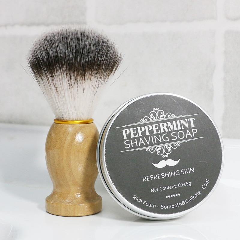 60g Shaving Soap Mint Scented Essential Oil Soap Shaving Brush With Delicate Foam and Rich Shaving Cream - OnPointe Cutlery & Shaving Company 