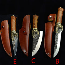Charger l&#39;image dans la galerie, Longquan handmade beat sharp kitchen knife household kitchen set of 6 knives boning slicer butcher knife meat stand knife - OnPointe Cutlery &amp; Shaving Company 

