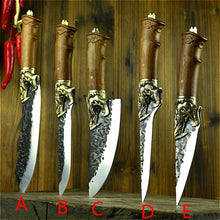Charger l&#39;image dans la galerie, Longquan handmade beat sharp kitchen knife household kitchen set of 6 knives boning slicer butcher knife meat stand knife - OnPointe Cutlery &amp; Shaving Company 
