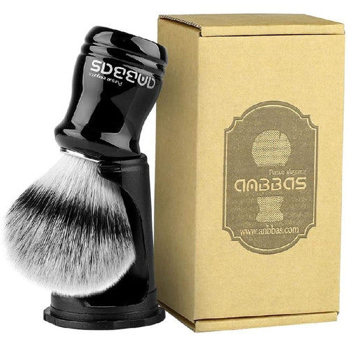 Synthetic Badger Shaving Brush with Black Holder Stand 2IN1 Resin Handle Foam Brush Set for Men Close Wet Shave - OnPointe Cutlery & Shaving Company 