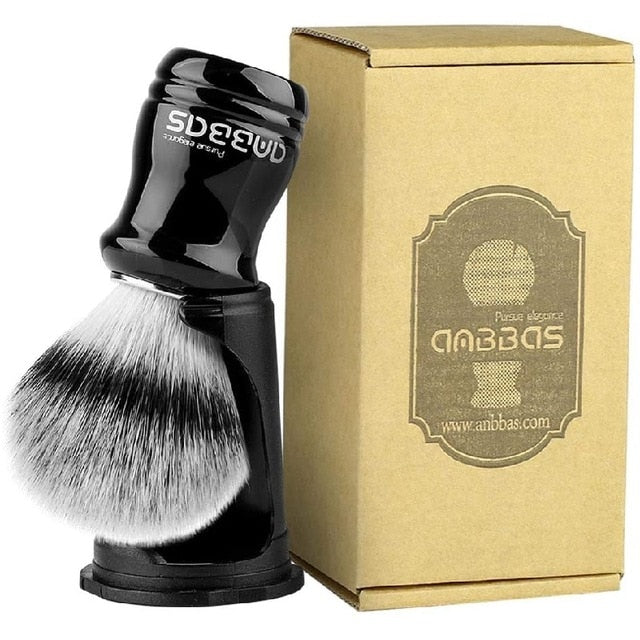 Synthetic Badger Shaving Brush with Black Holder Stand 2IN1 Resin Handle Foam Brush Set for Men Close Wet Shave - OnPointe Cutlery & Shaving Company 