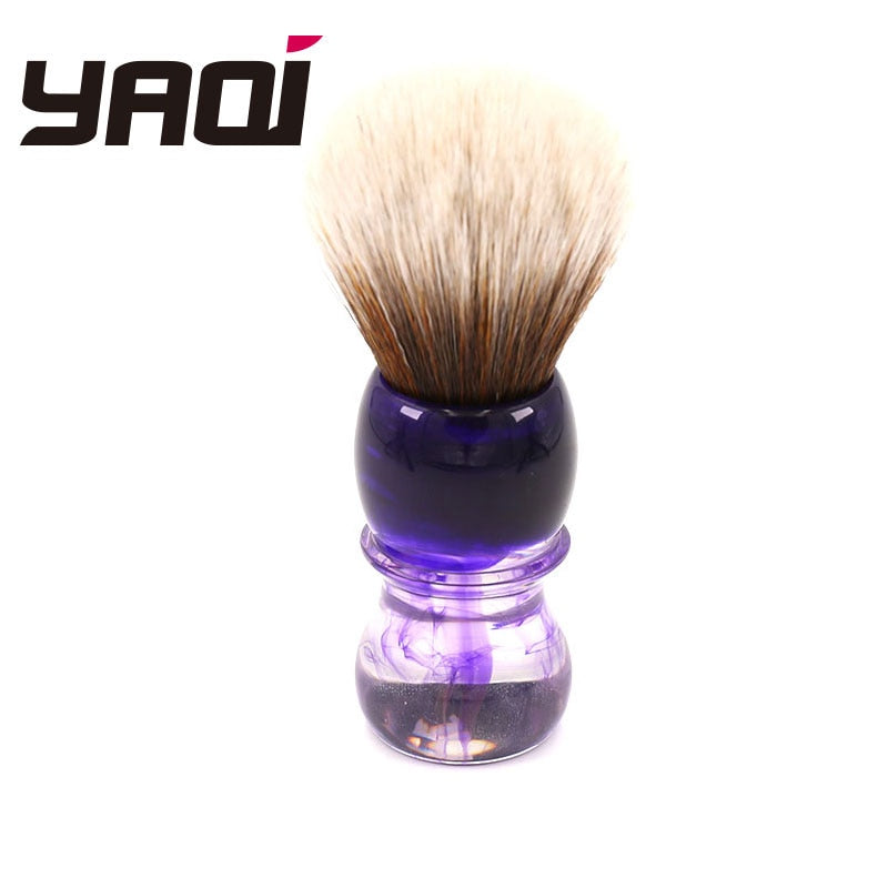 Yaqi Purple Haze Mew Brown Synthetic Handle Men's Beard Shaving Brush - OnPointe Cutlery & Shaving Company 